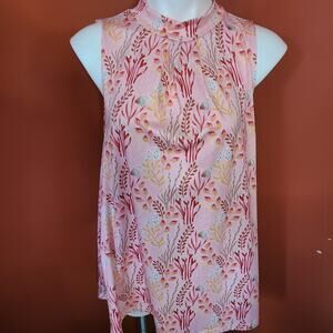 U Dear Sleeveless Tunic Pink Floral Size Large